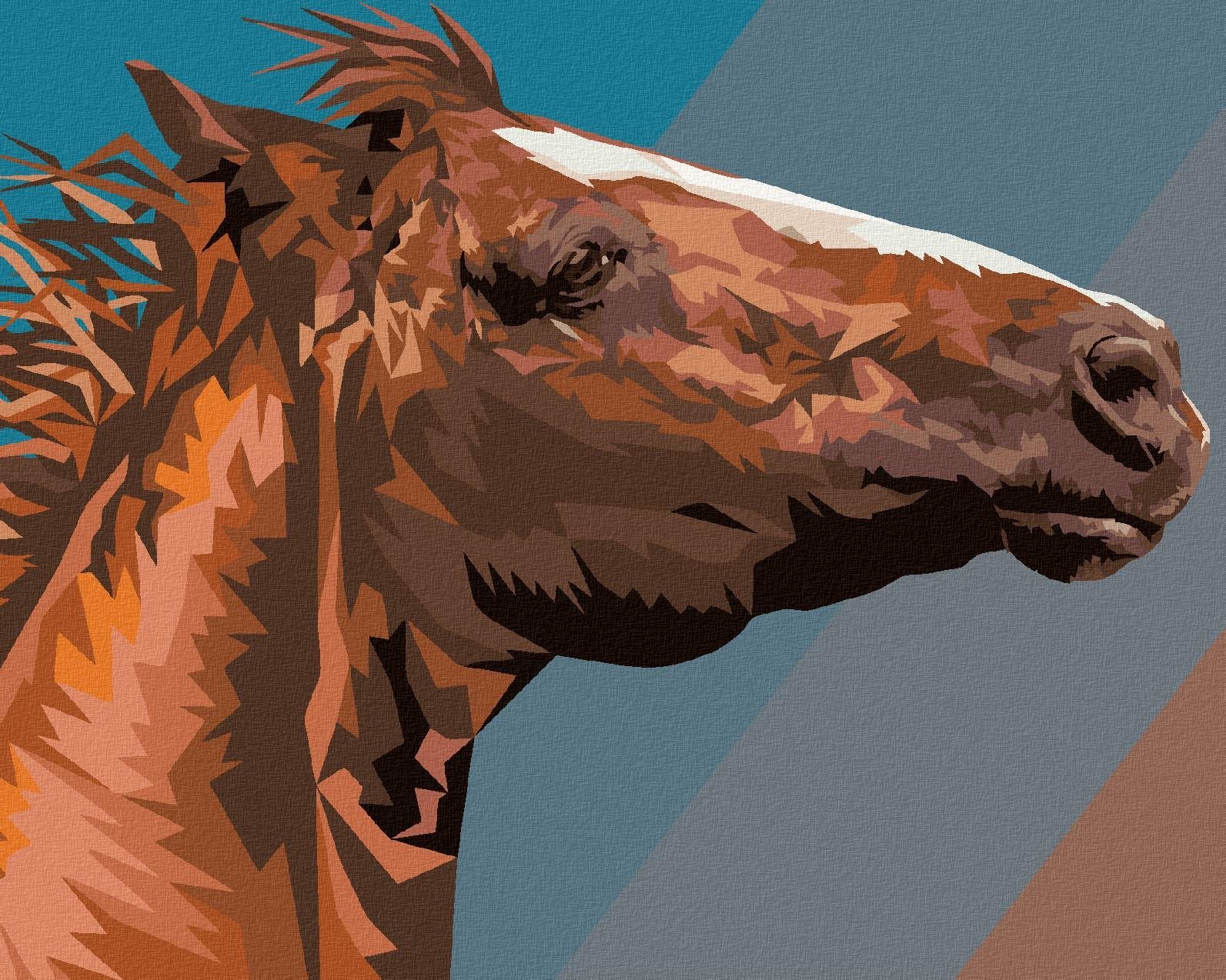 Zuty - Malování Podle Čísel - Hnědý Kůň Portrét, 80X100 Cm, Plátno+Rám