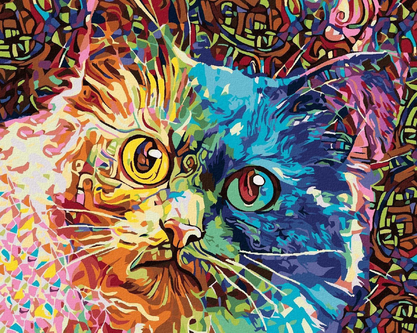 Zuty - Malování Podle Čísel - Barevná Malovaná Kočka, 80X100 Cm, Plátno