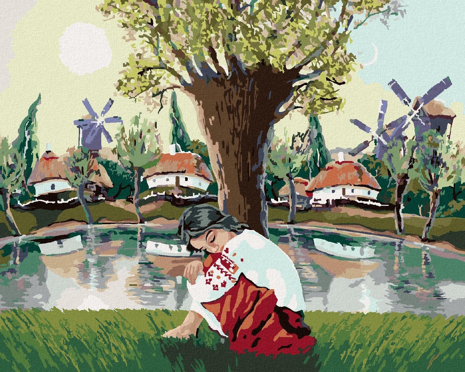 Zuty - Malování Podle Čísel - Dívka U Jezera, 40X50 Cm, Plátno