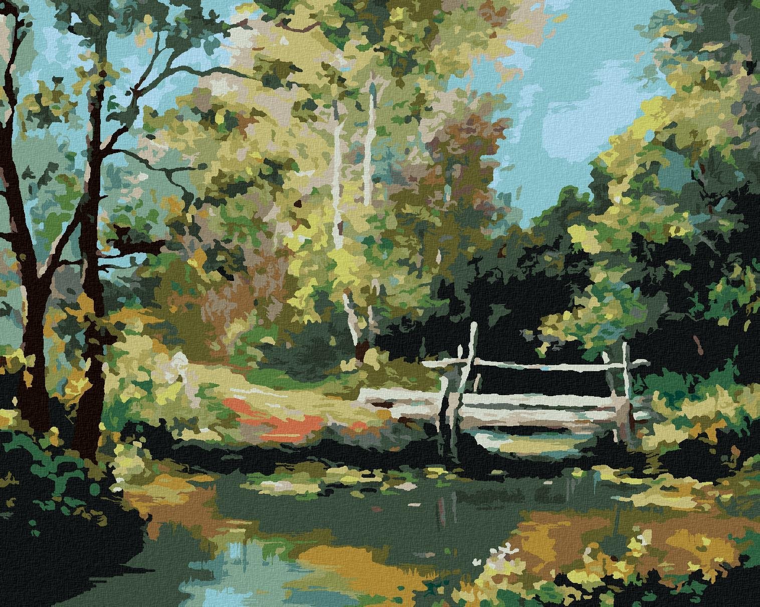 Zuty - Malování Podle Čísel - Malý Most V Lese, 80X100 Cm, Plátno