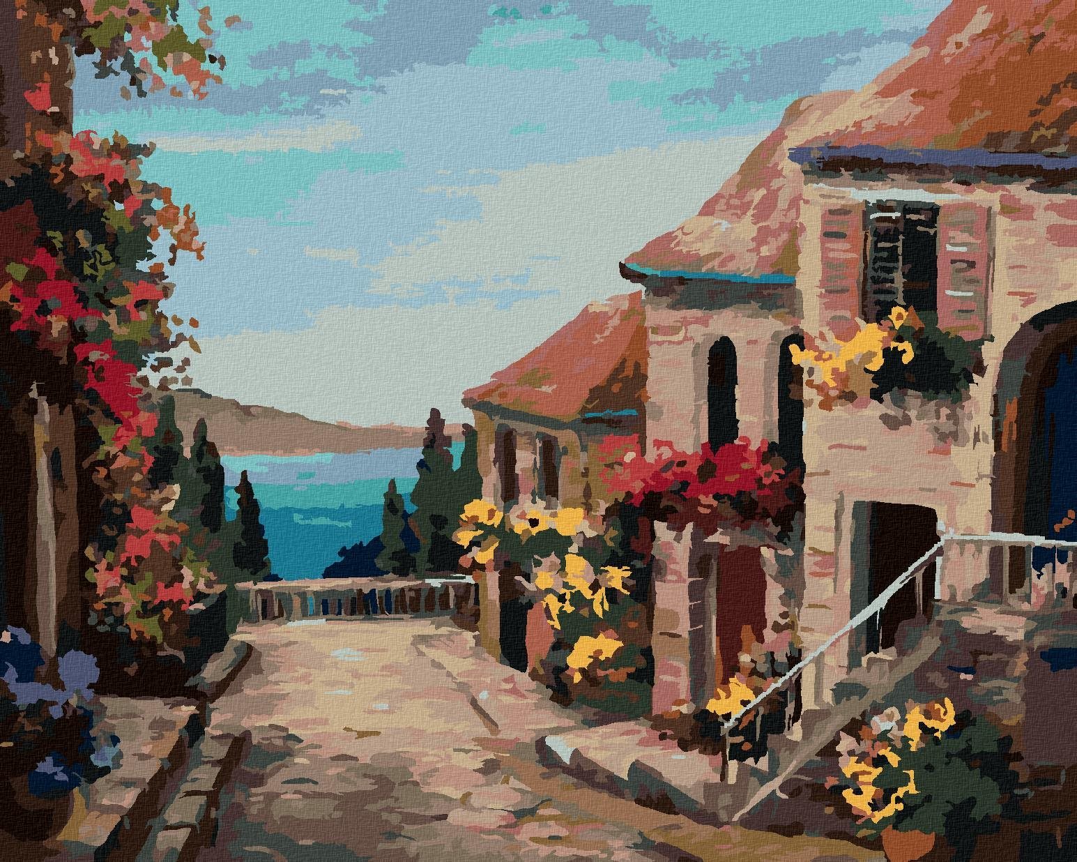 Zuty - Malování Podle Čísel - Domy Blízko Moře, 40X50 Cm, Plátno+Rám