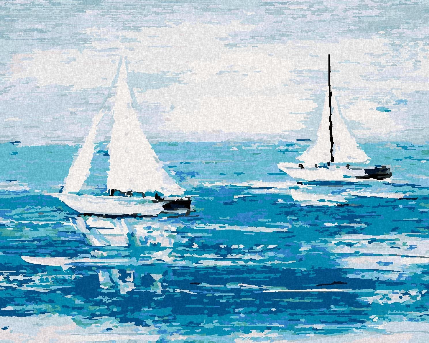 Zuty - Malování Podle Čísel - Loďky Na Moři, 40X50 Cm, Plátno