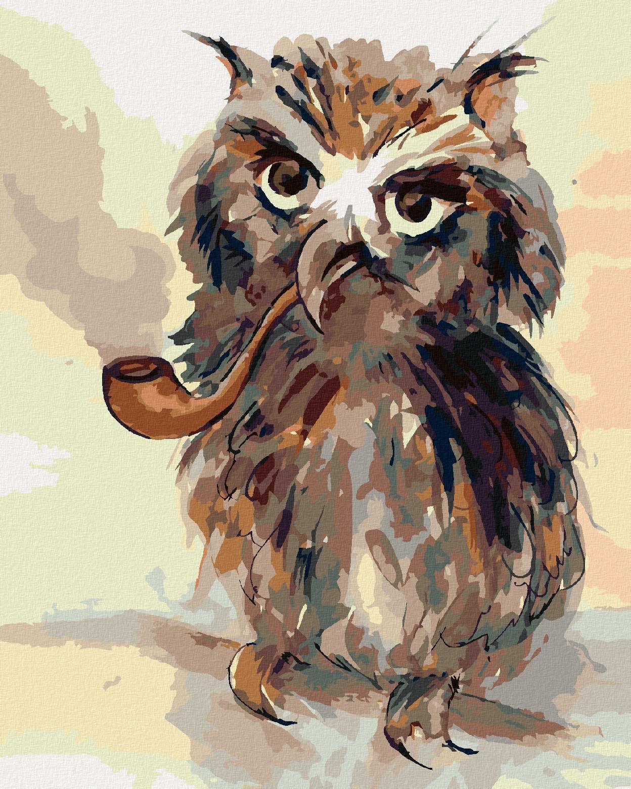 Zuty - Malování Podle Čísel - Sova S Fajfkou, 40X50 Cm, Plátno+Rám