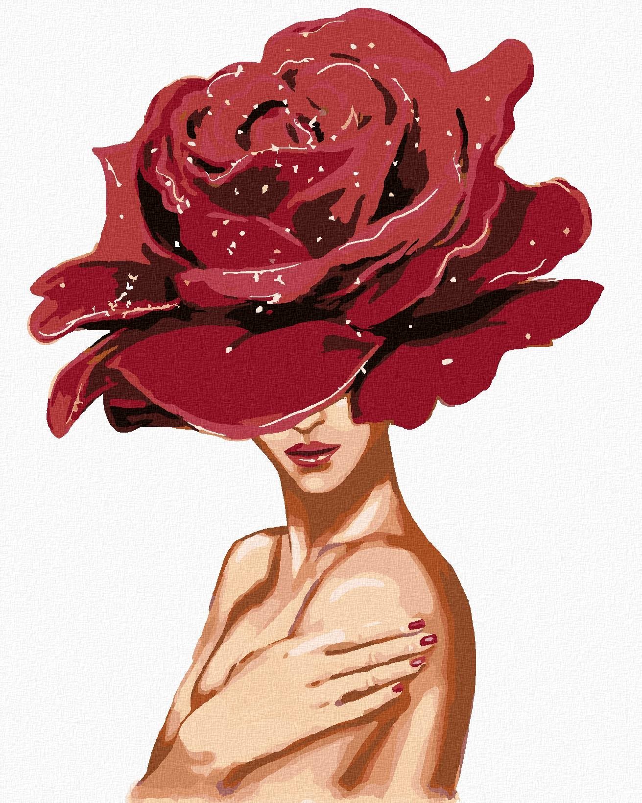 Zuty - Malování Podle Čísel - Žena S Růží Na Hlavě, 80X100 Cm, Plátno