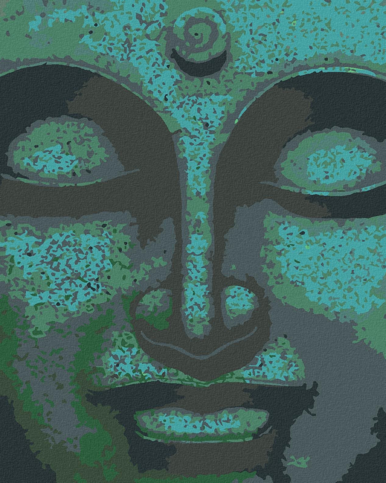 Zuty - Malování Podle Čísel - Zelený Buddha, 40X50 Cm, Plátno+Rám