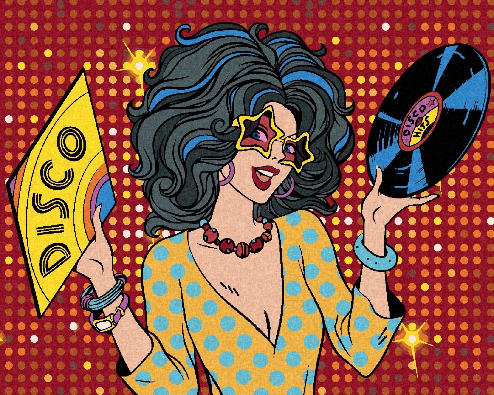 Zuty - Malování Podle Čísel - Pop-Art Disco Žena, 40X50 Cm, Plátno