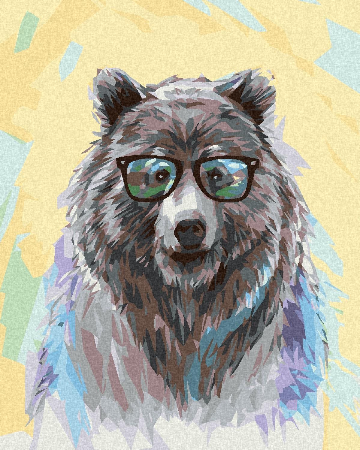 Zuty - Malování Podle Čísel - Medvěd S Brýlemi, 40X50 Cm, Plátno
