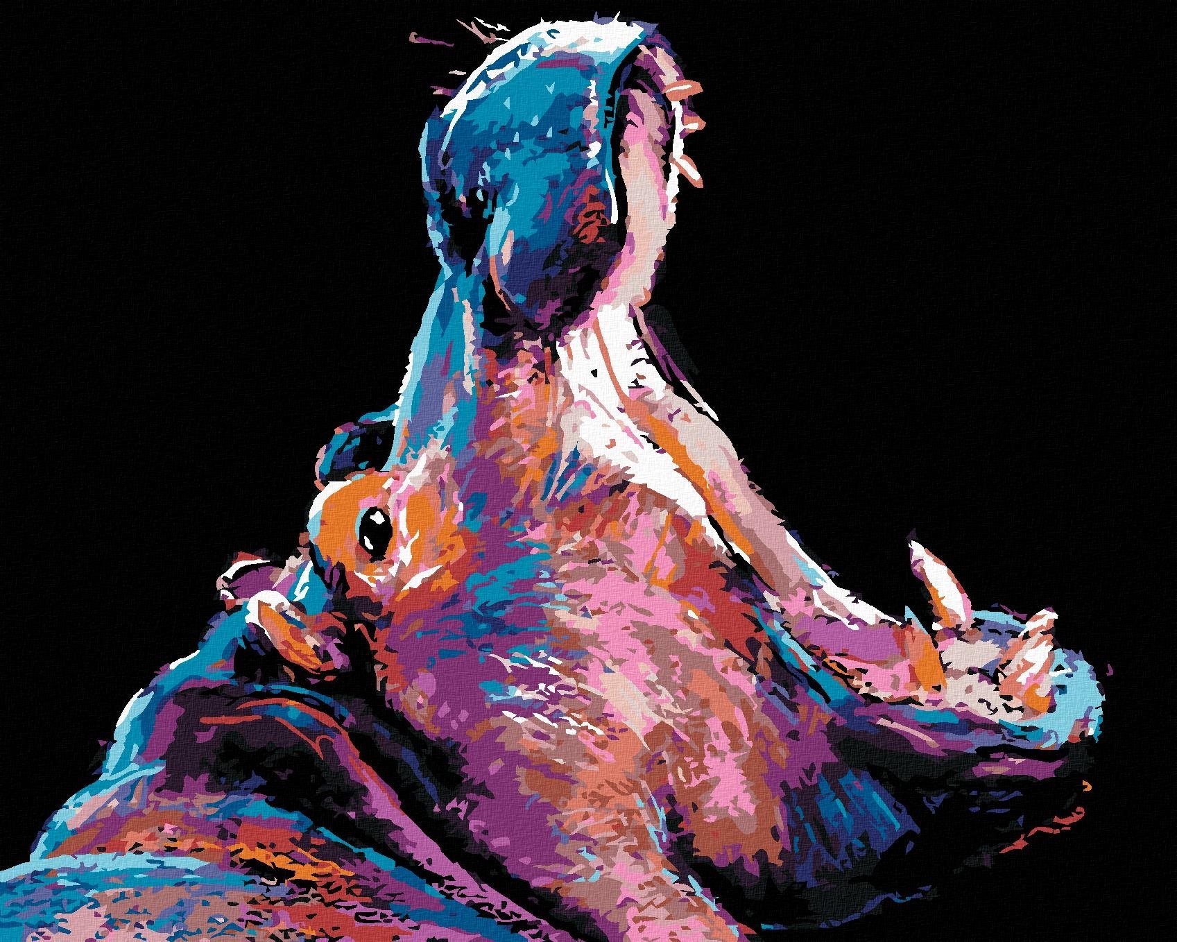 Zuty - Malování Podle Čísel - Barevný Hroch, 80X100 Cm, Plátno