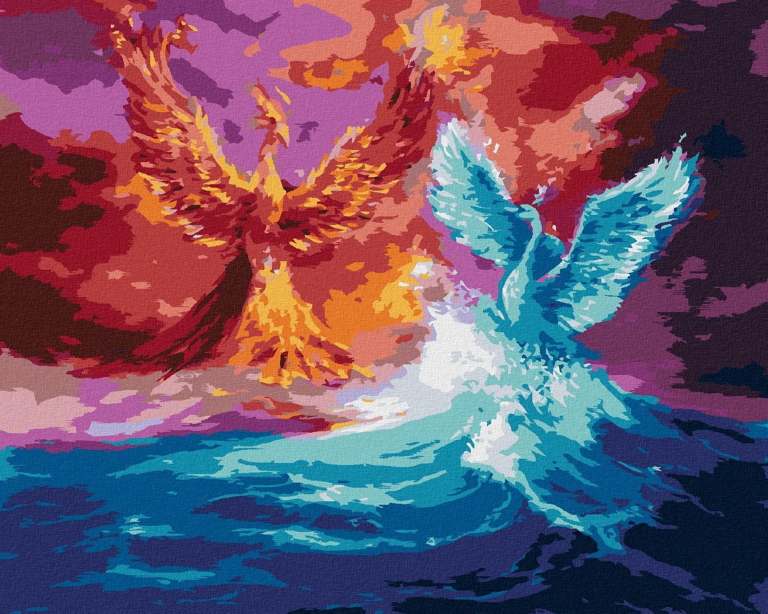 Zuty - Malování Podle Čísel - Fénix A Labuť, 80X100 Cm, Plátno+Rám