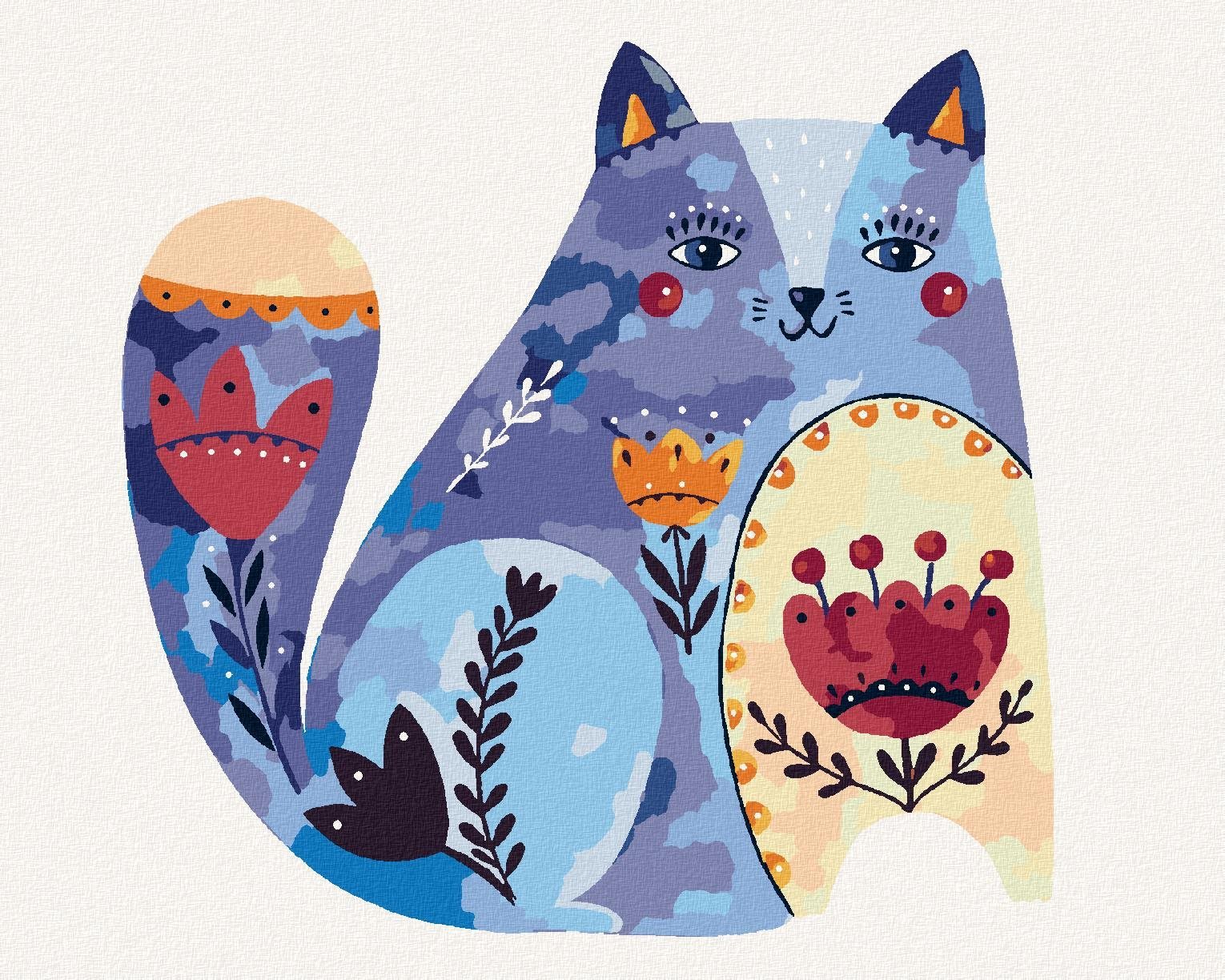 Zuty - Malování Podle Čísel - Modrá Kočka, 40X50 Cm, Plátno+Rám