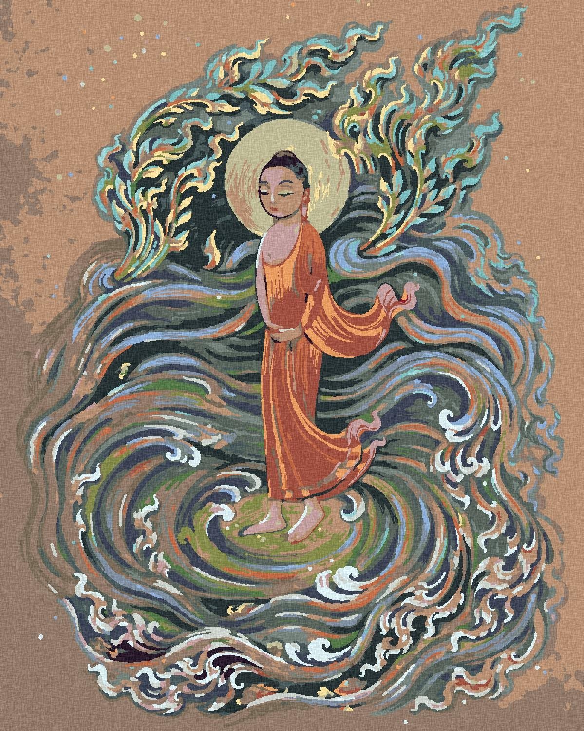 Zuty - Malování Podle Čísel - Buddha Ve Vlnách, 40X50 Cm, Plátno+Rám