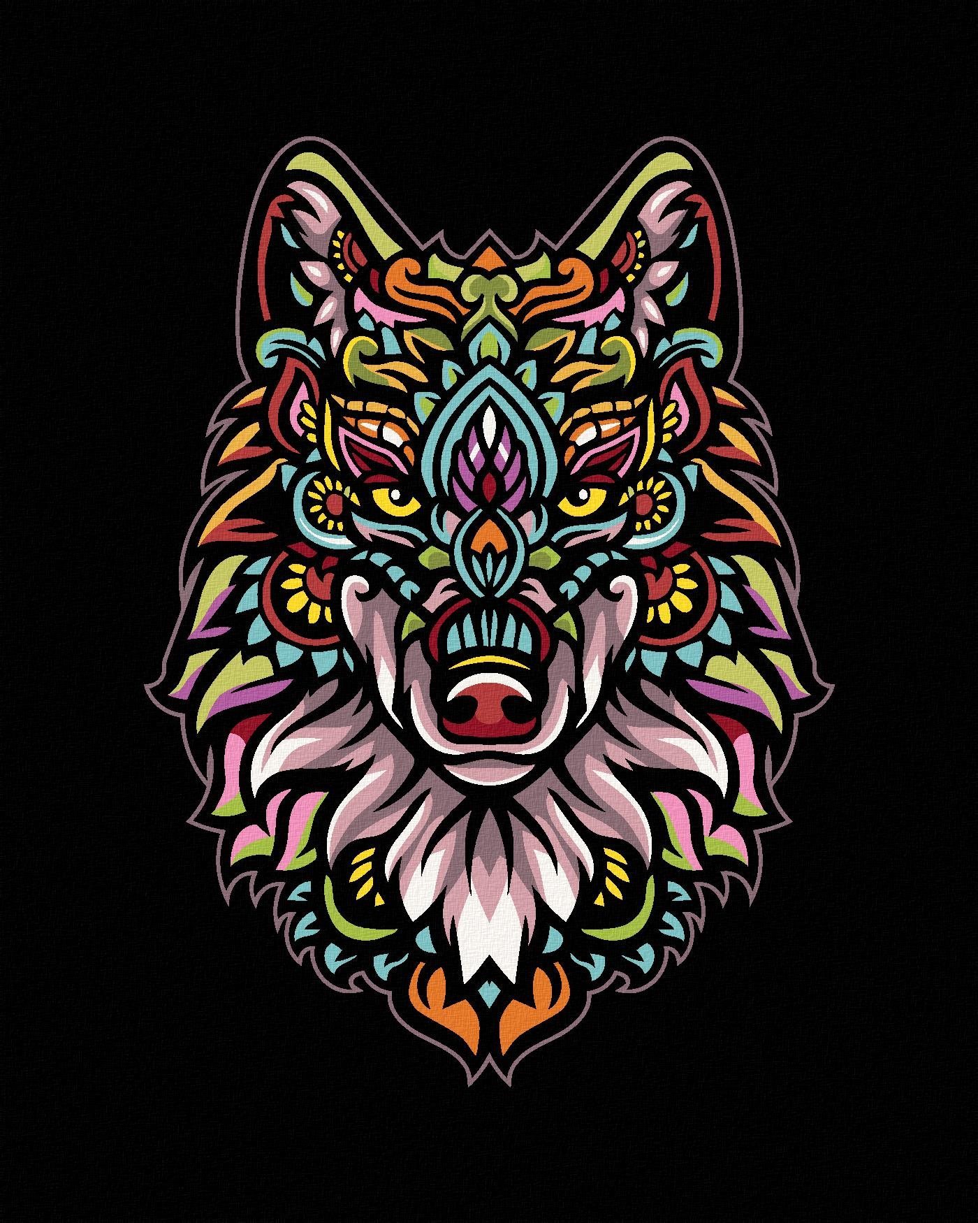 Zuty - Malování Podle Čísel - Mandala Vlk, 40X50 Cm, Plátno+Rám
