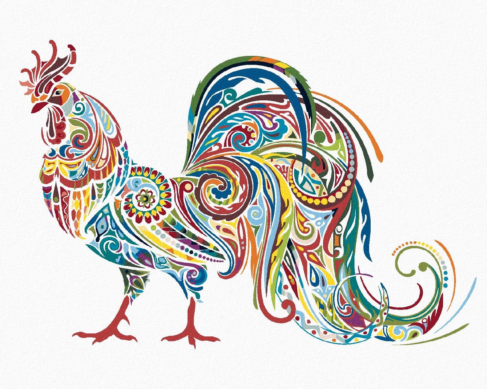 Zuty - Malování Podle Čísel - Mandala Kohout, 40X50 Cm, Plátno