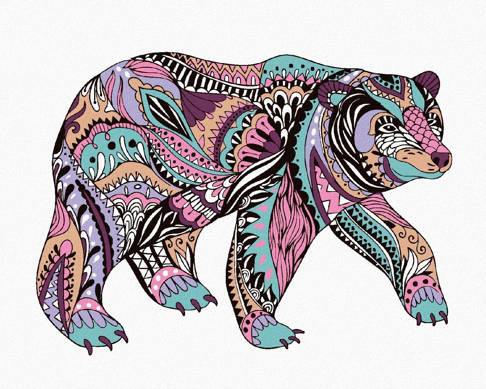 Zuty - Malování Podle Čísel - Mandala Medvěd, 40X50 Cm, Plátno