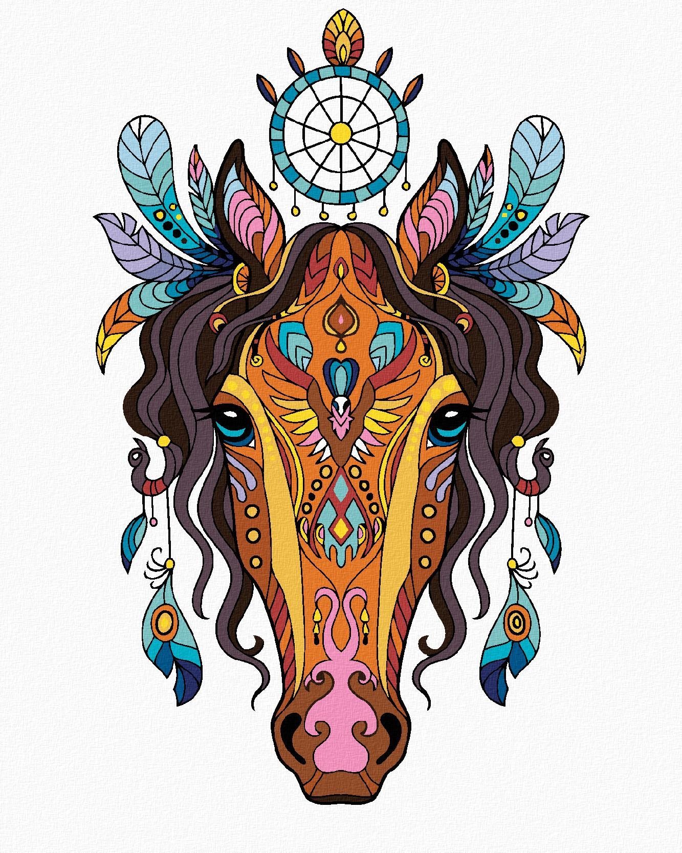 Zuty - Malování Podle Čísel - Mandala Kůň, 40X50 Cm, Plátno+Rám