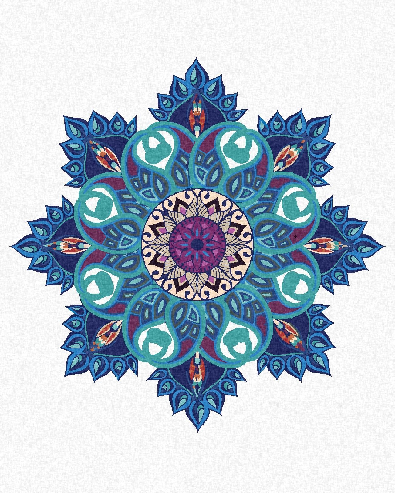 Zuty - Malování Podle Čísel - Modrá Mandala, 40X50 Cm, Plátno+Rám