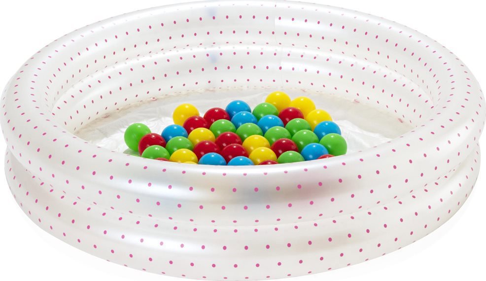 BESTWAY Dětský bazén s míčky, hruh, 91cm, růžový