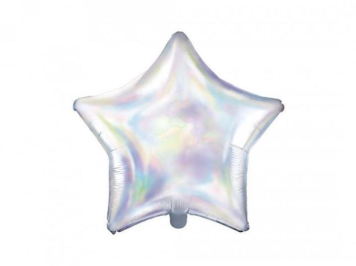 Balón foliový 45 cm hvězda opalizující / duhová - unicorn / jednorožec