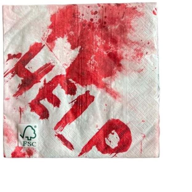 Halloween Ubrousky krvavé otisky 20 ks