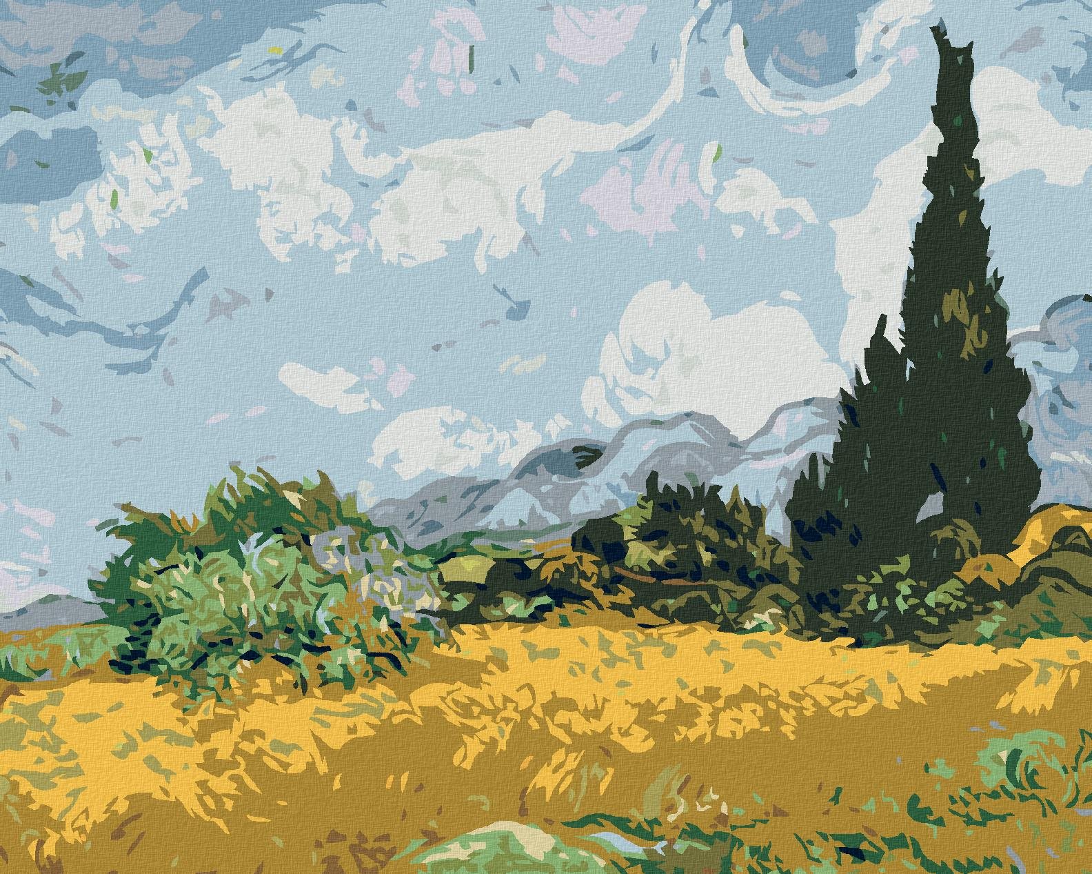 Malování podle čísel - Stromy na louce, 100x80 cm, bez rámu a bez vypnutí plátna