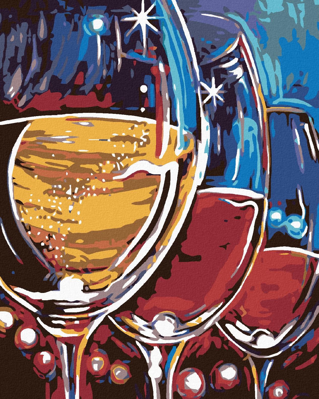 Malování podle čísel - Tři sklenky vína, 80x100 cm, bez rámu a bez vypnutí plátna