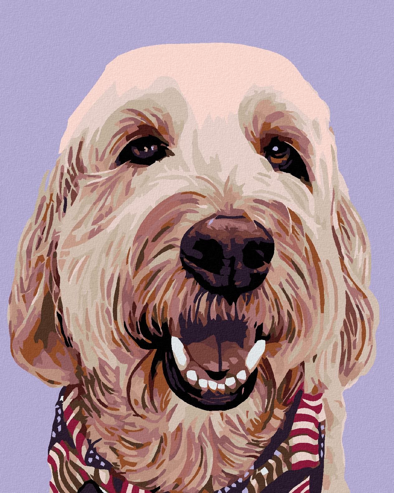 Malování podle čísel - Pes se šátkem, 80x100 cm, vypnuté plátno na rám