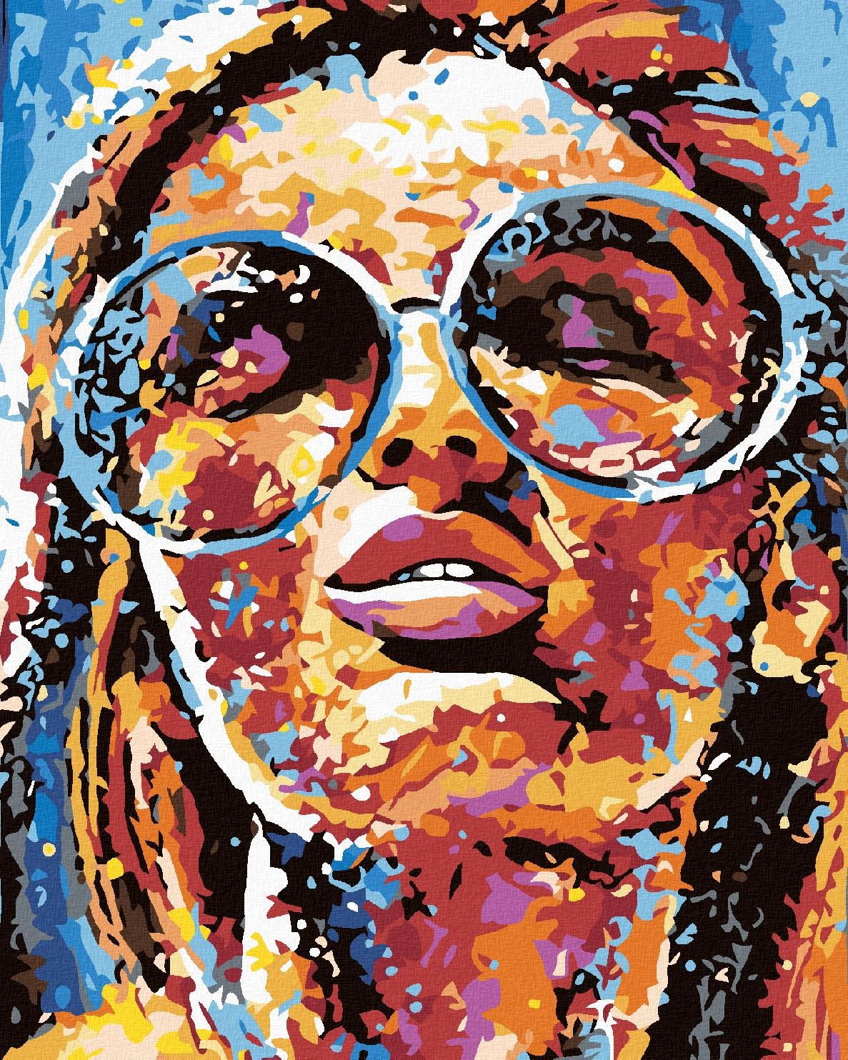Malování podle čísel - Žena v barvách a kulaté brýle, 80x100 cm, vypnuté plátno na rám