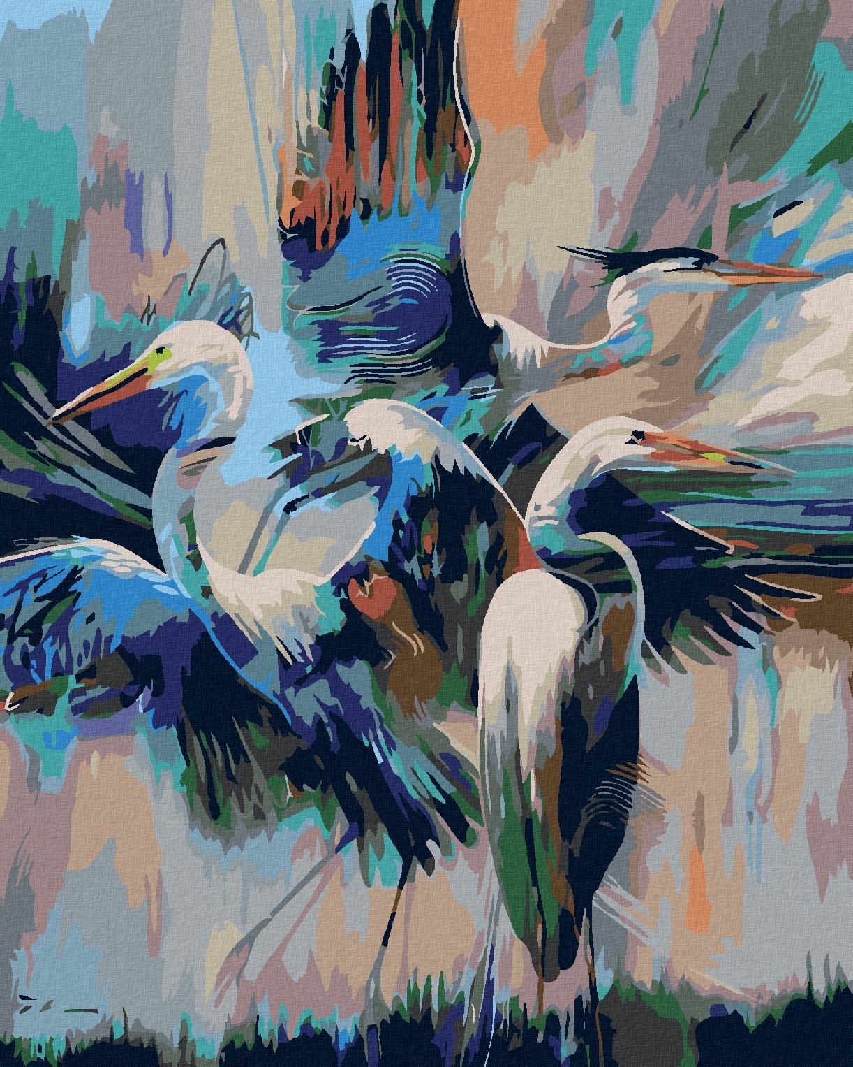 Malování podle čísel - Volavky, 80x100 cm, vypnuté plátno na rám