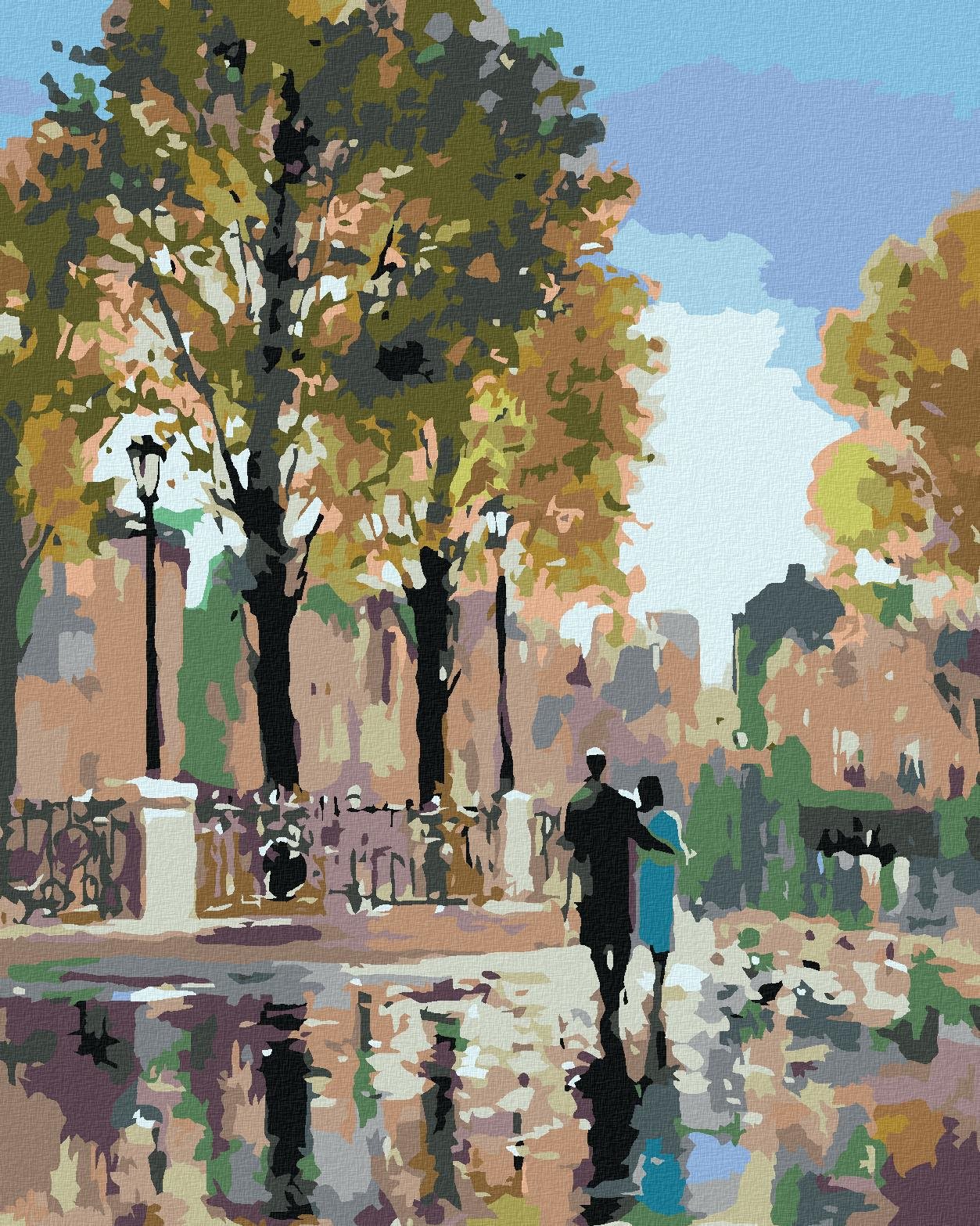 Malování podle čísel - Na procházce v parku, 80x100 cm, bez rámu a bez vypnutí plátna