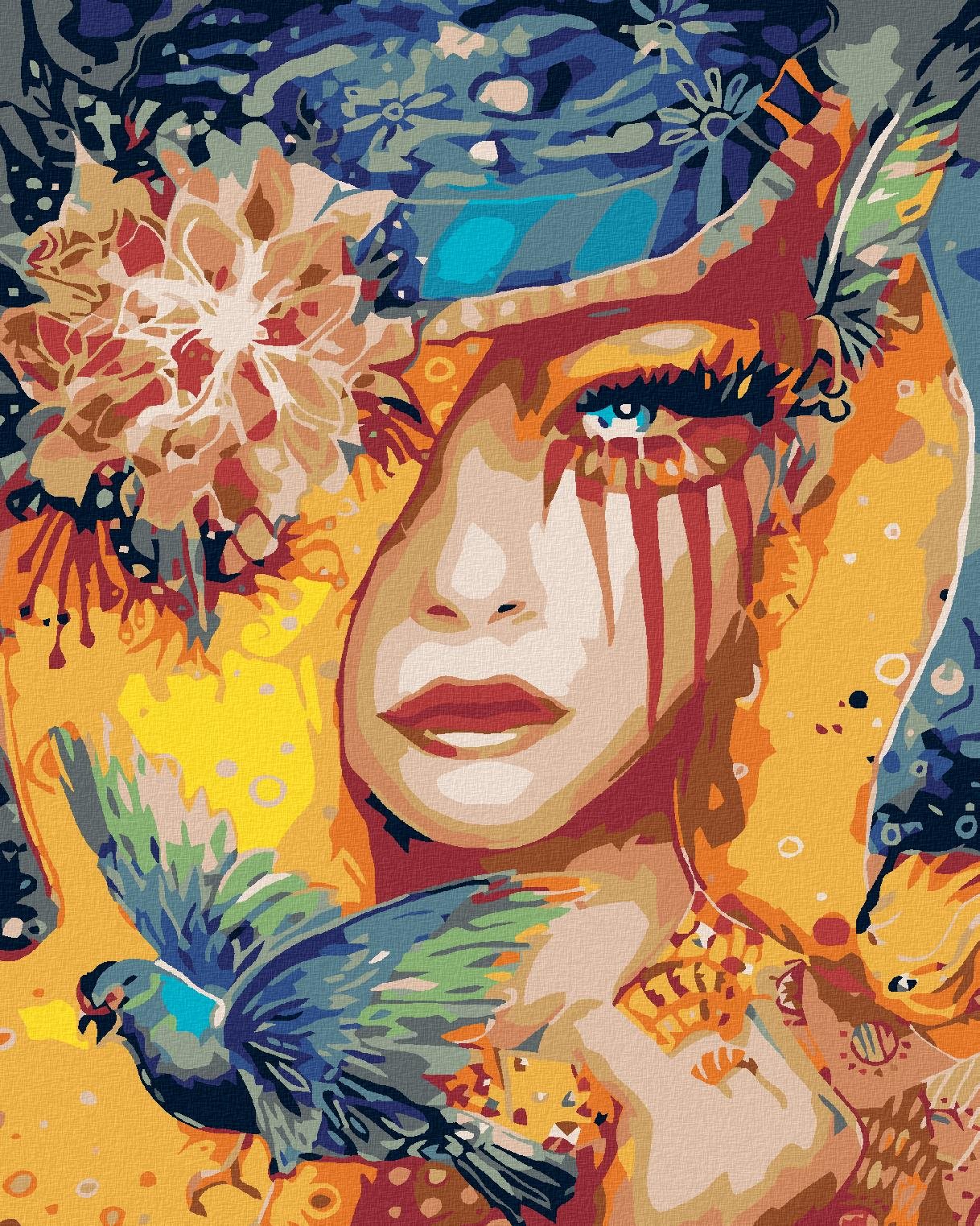 Malování podle čísel - Ptačí žena, 80x100 cm, vypnuté plátno na rám