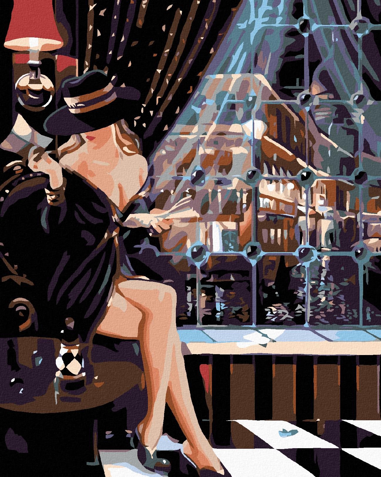 Malování podle čísel - Svůdná šachistka, 40x50 cm, vypnuté plátno na rám