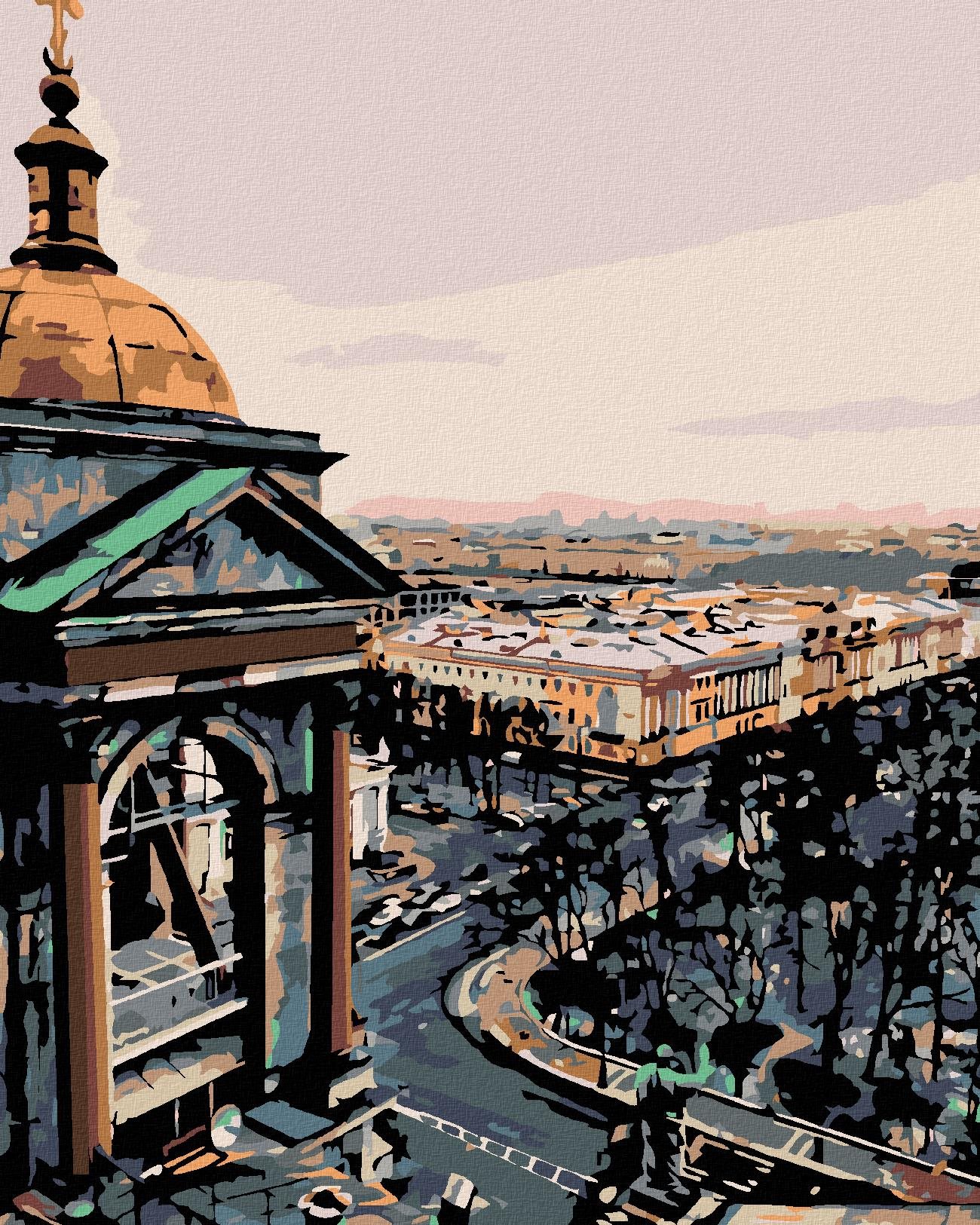 Malování podle čísel - Výhled na město, 40x50 cm, vypnuté plátno na rám