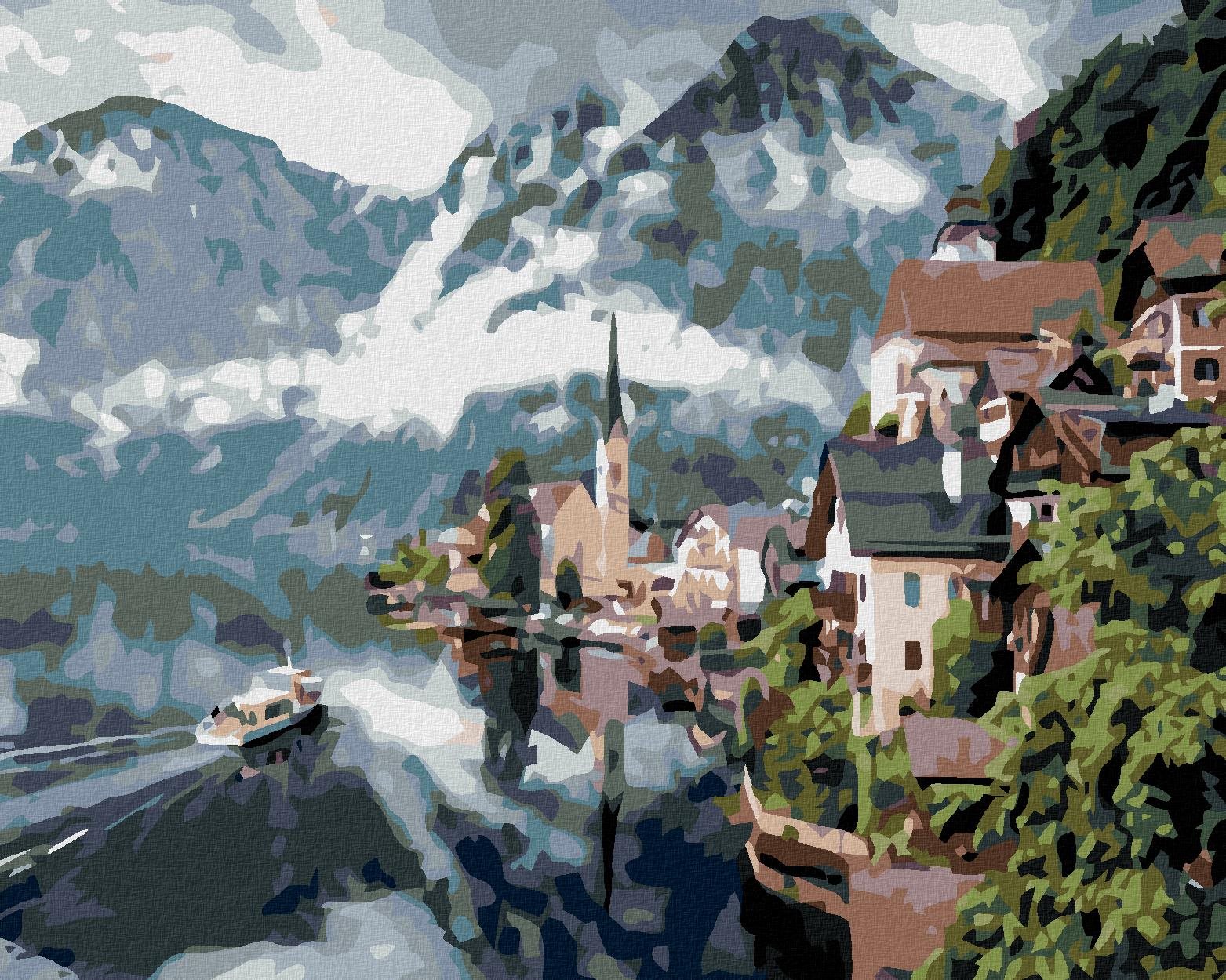 Malování podle čísel - Hallstatt, 100x80 cm, vypnuté plátno na rám