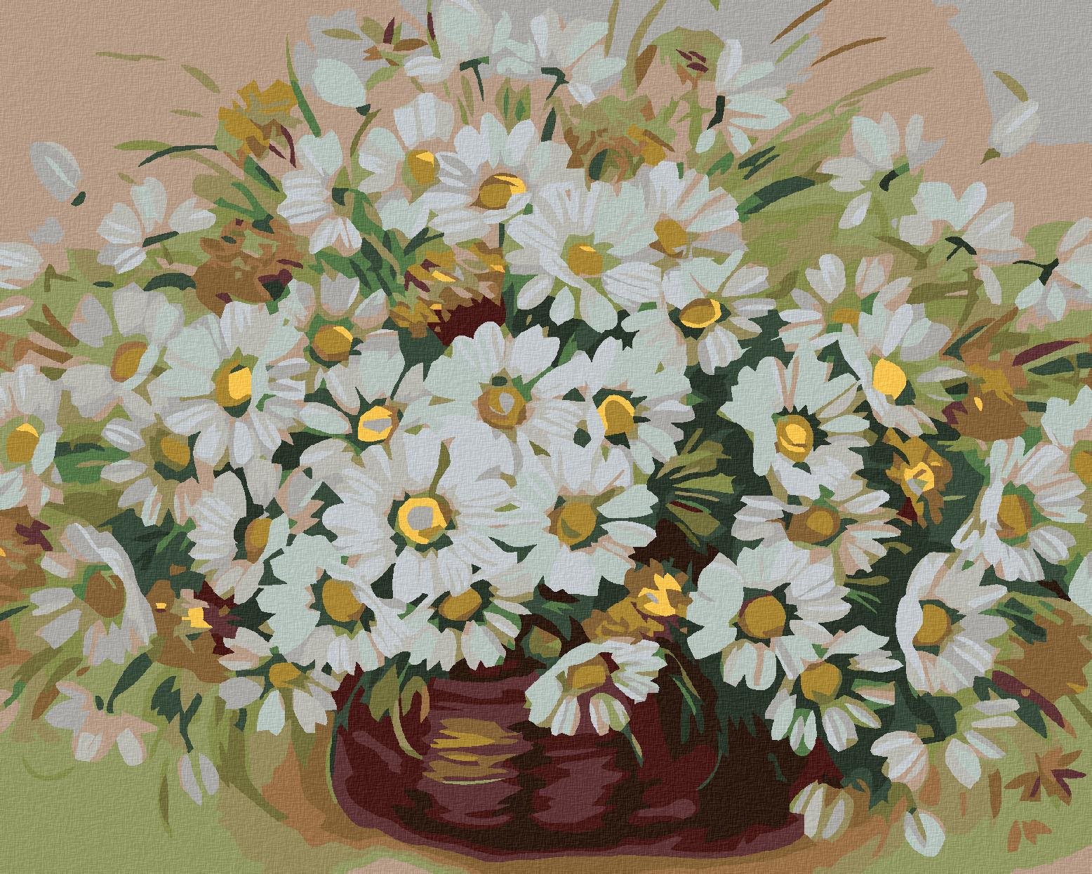 Malování podle čísel - Kytička kopretin, 100x80 cm, bez rámu a bez vypnutí plátna
