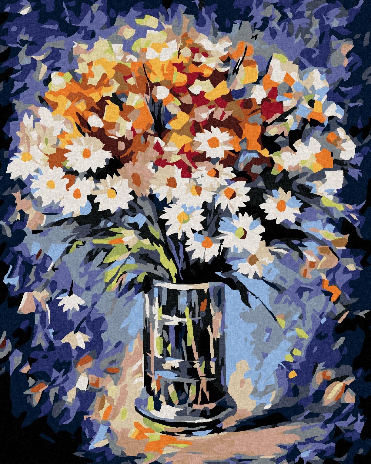 Malování podle čísel - Kytice s kopretinami, 80x100 cm, bez rámu a bez vypnutí plátna