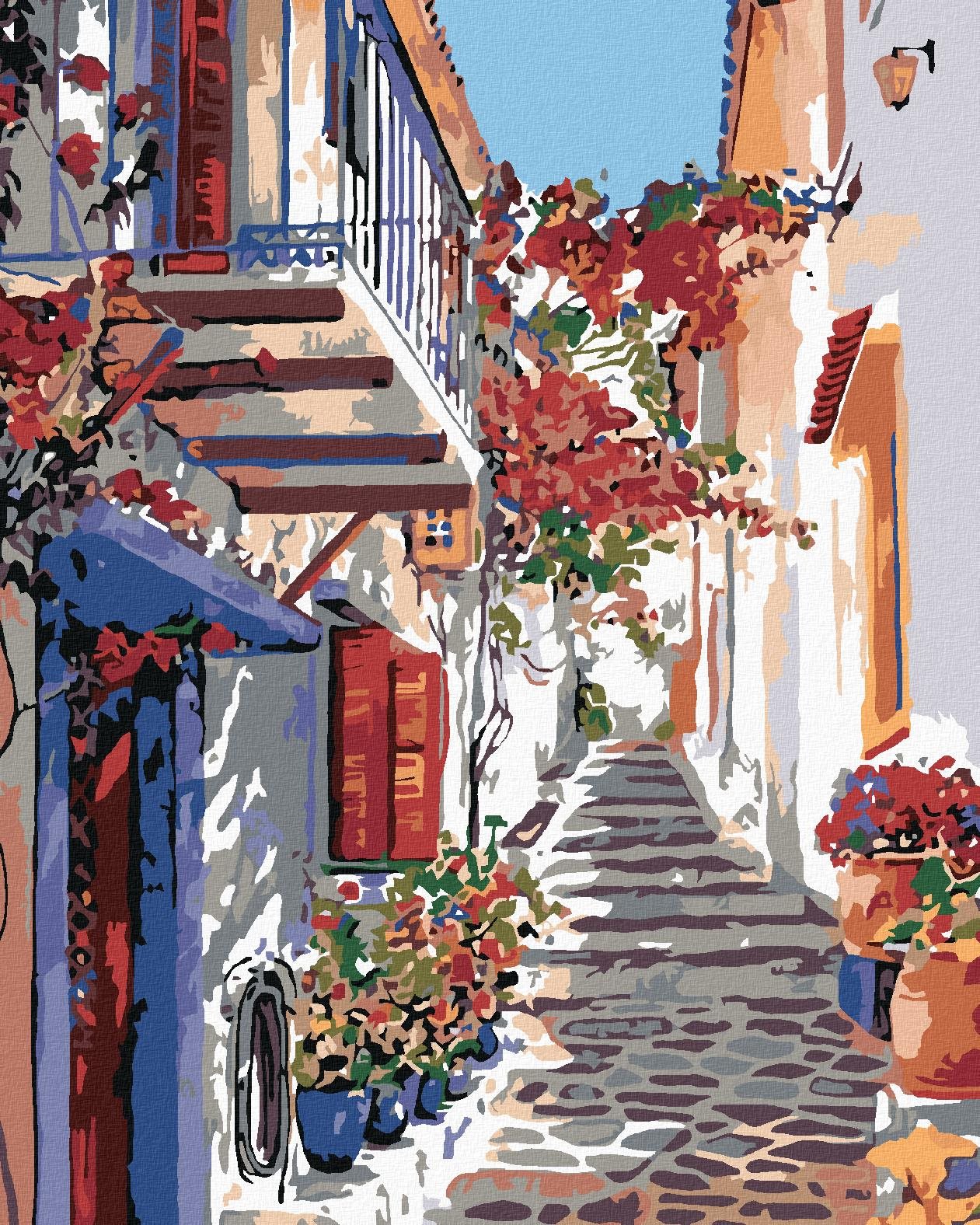 Malování podle čísel - Španělská ulička, 40x50 cm, vypnuté plátno na rám