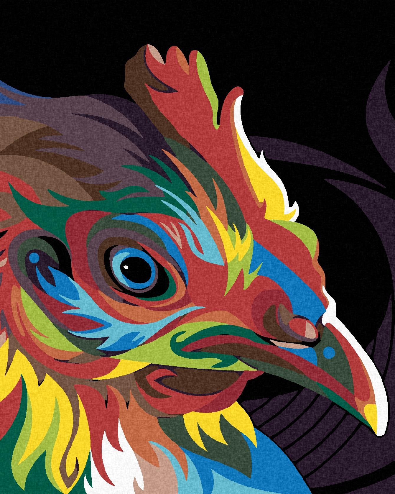 Malování podle čísel - Barevná slepice, 40x50 cm, vypnuté plátno na rám