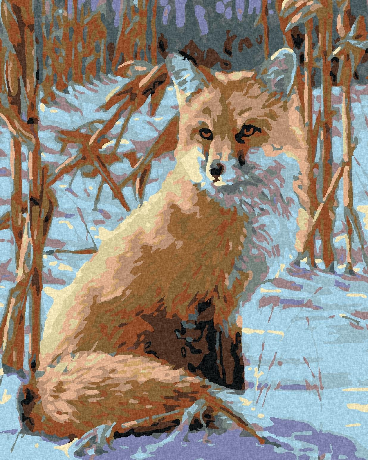 Malování podle čísel - Vyhlížející liška, 80x100 cm, vypnuté plátno na rám