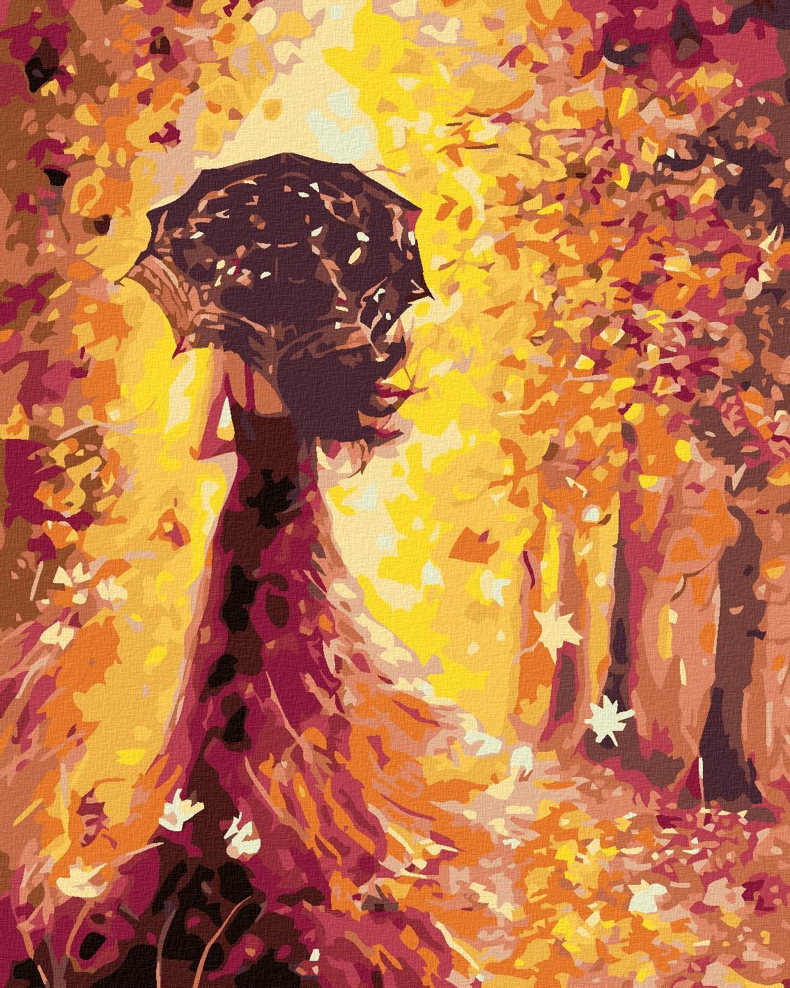 Malování podle čísel - Žena s deštníkem, 80x100 cm, bez rámu a bez vypnutí plátna