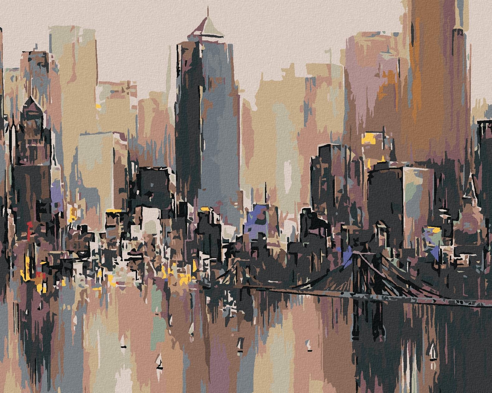 Malování podle čísel - Věžáky velkoměsta, 100x80 cm, vypnuté plátno na rám