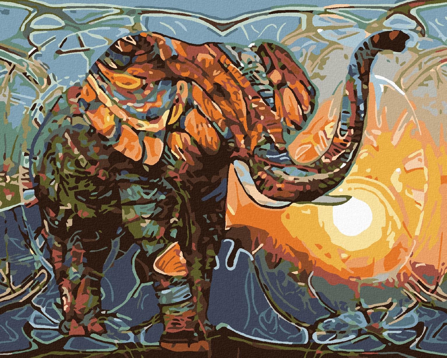 Malování podle čísel - Slon I, 100x80 cm, bez rámu a bez vypnutí plátna