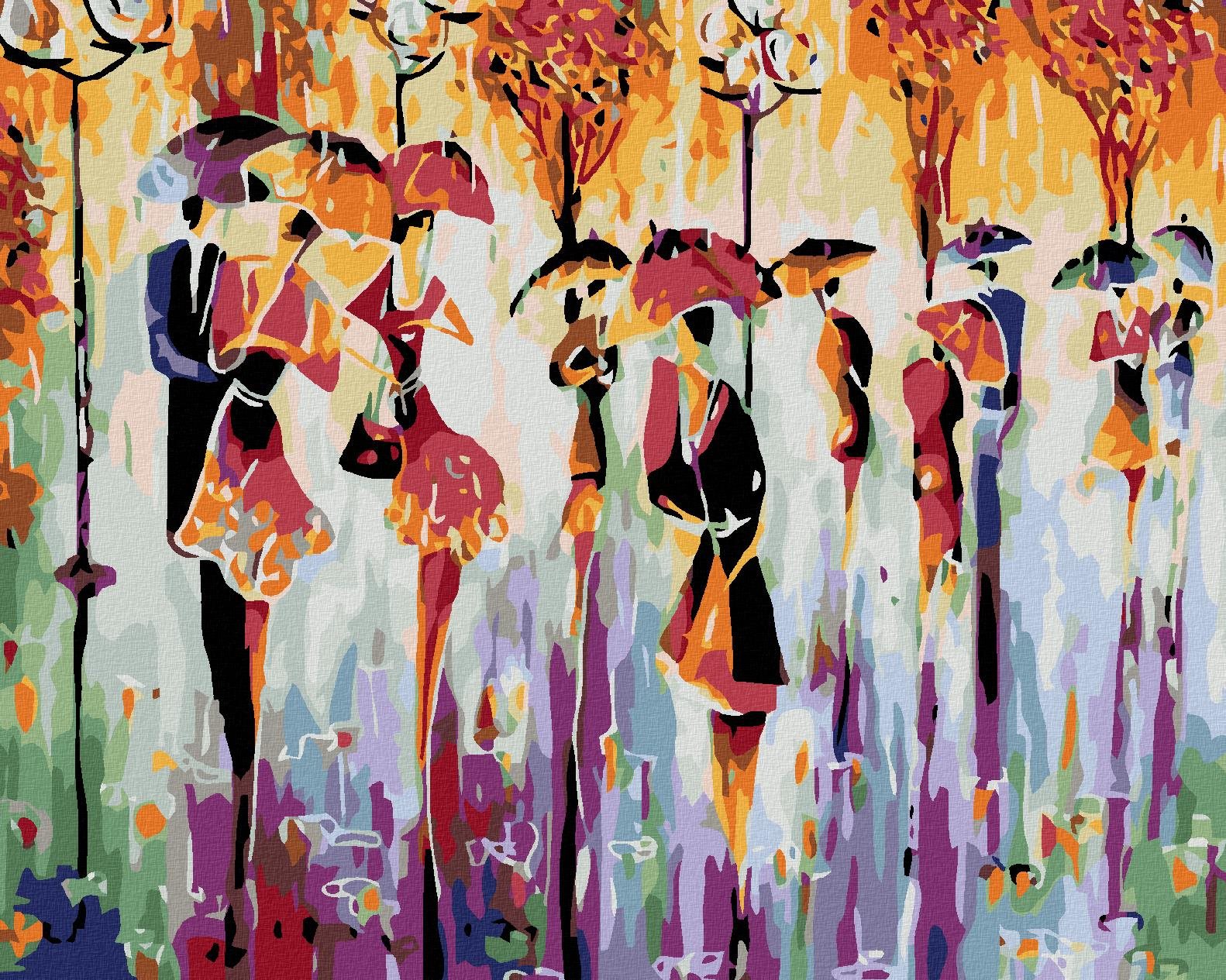 Malování podle čísel - Barevné siluety, 50x40 cm, bez rámu a bez vypnutí plátna