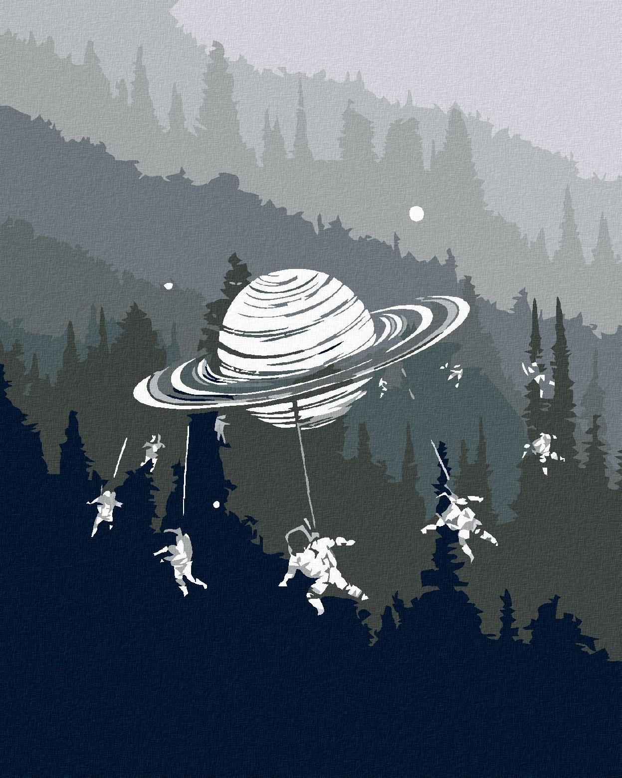 Malování podle čísel - Planeta s kosmonauty, 80x100 cm, vypnuté plátno na rám