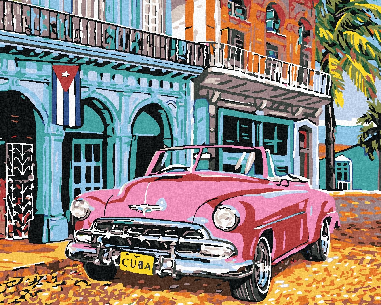Malování podle čísel - Stará Amerika na Kubě, 100x80 cm, bez rámu a bez vypnutí plátna