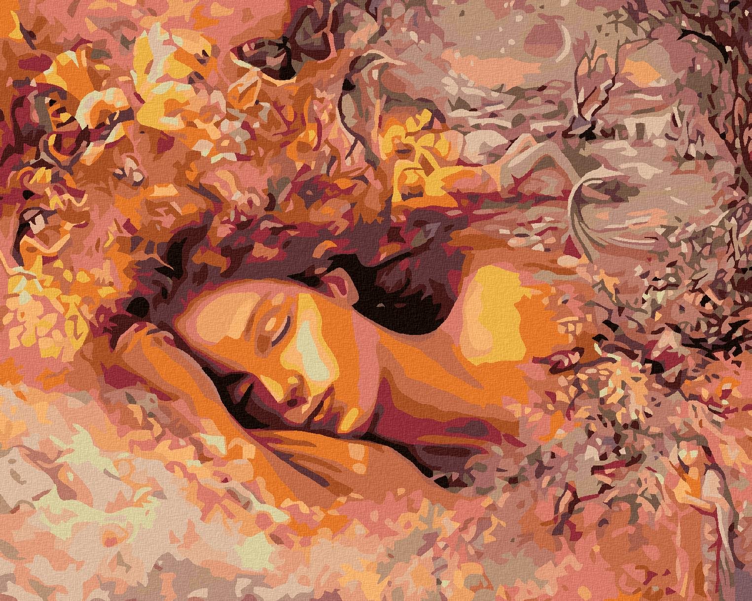 Malování podle čísel - Spící žena, 100x80 cm, bez rámu a bez vypnutí plátna