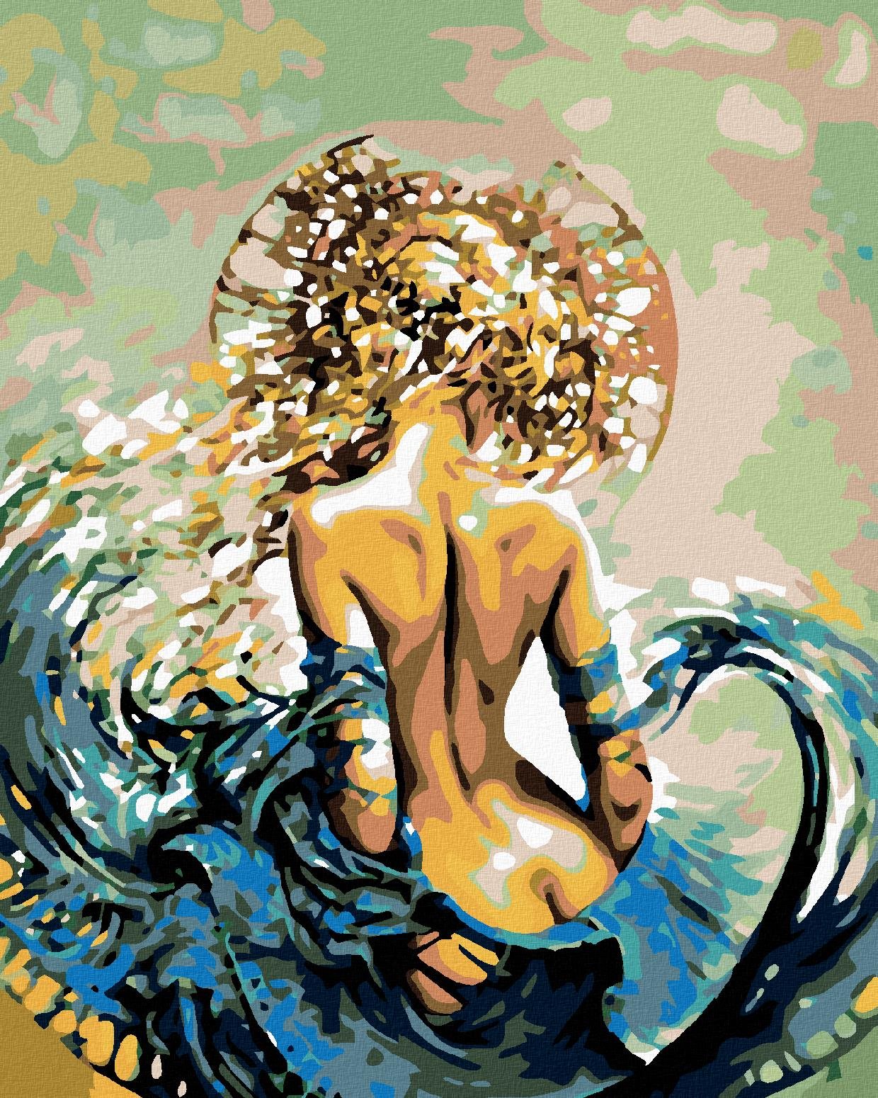 Malování podle čísel - Žena ve vlnách, 40x50 cm, vypnuté plátno na rám