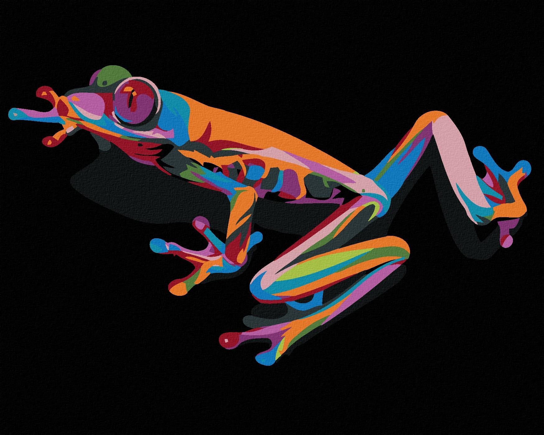 Malování podle čísel - Barevná žabka, 100x80 cm, vypnuté plátno na rám