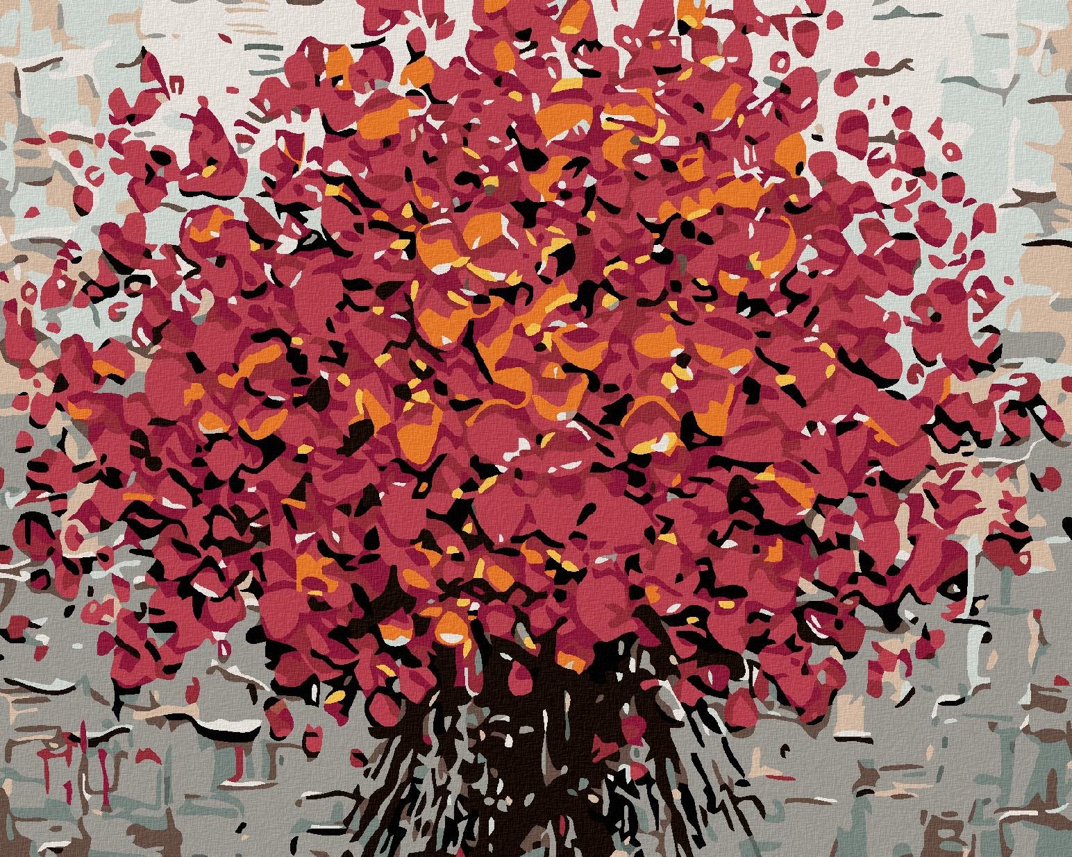 Malování podle čísel - Rudé květy, 100x80 cm, bez rámu a bez vypnutí plátna