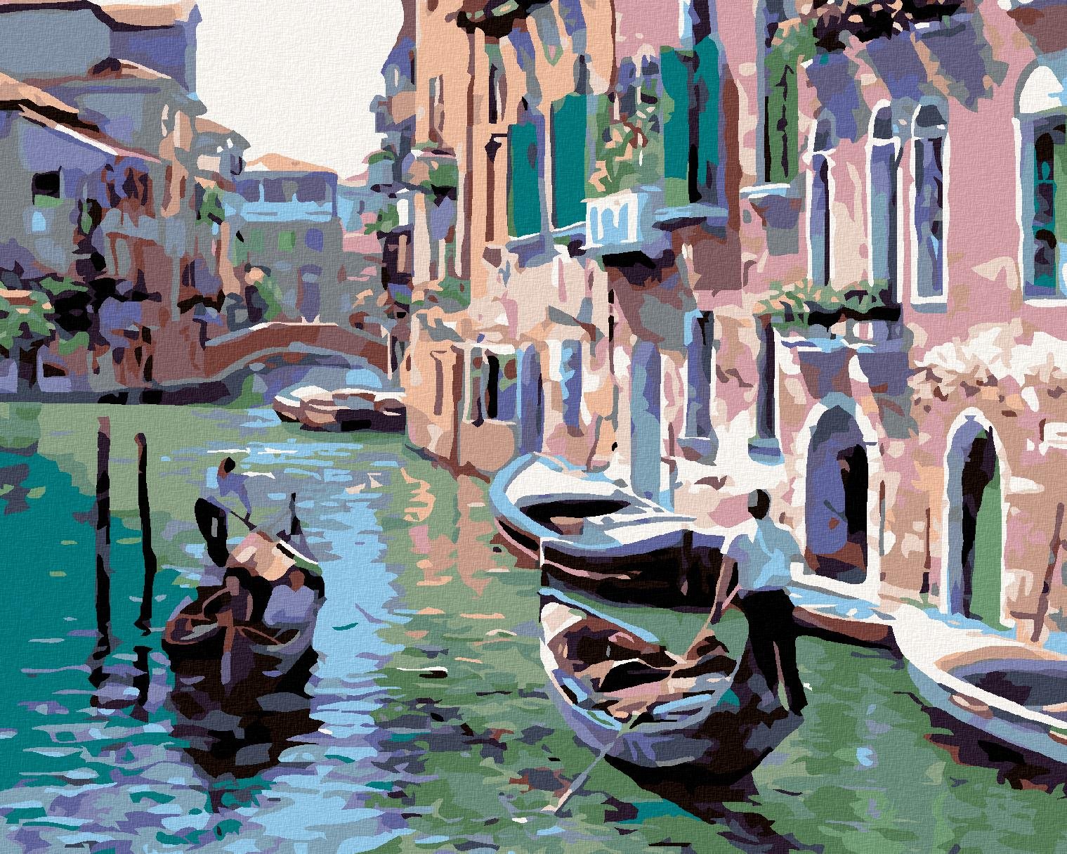 Malování podle čísel - Barevné Benátky, 50x40 cm, vypnuté plátno na rám