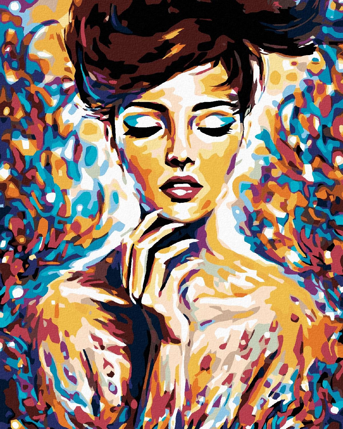 Malování podle čísel - Žena v barvách, 40x50 cm, bez rámu a bez vypnutí plátna